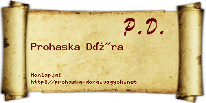 Prohaska Dóra névjegykártya